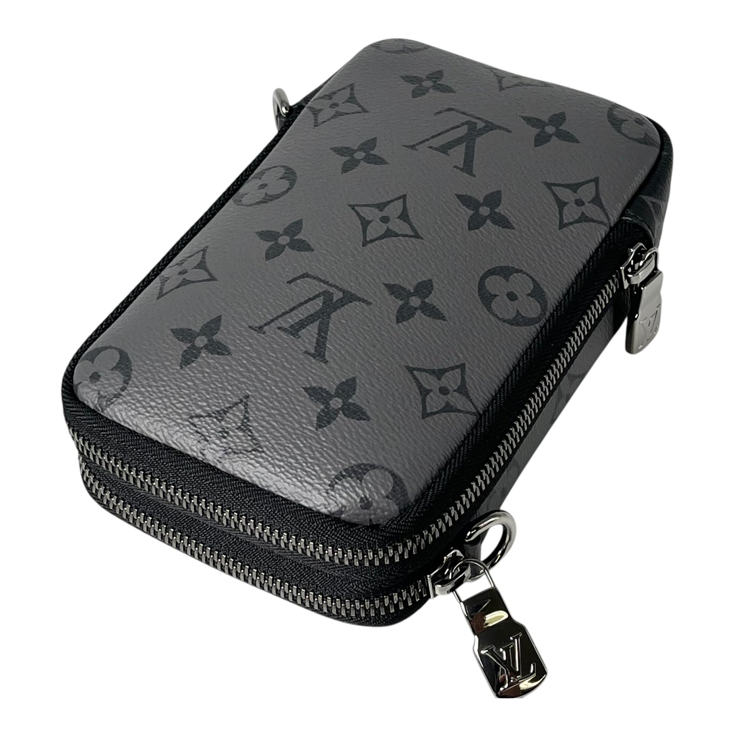 Louis Vuitton Monogram Eclipse Reverse Double Phone Case Shoulder Bag - Black 