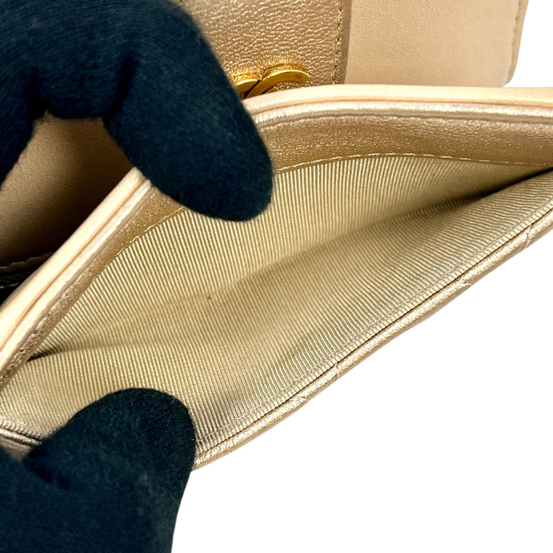 CHANEL Matelasse Metallic Bifold Compact Wallet - Gold 