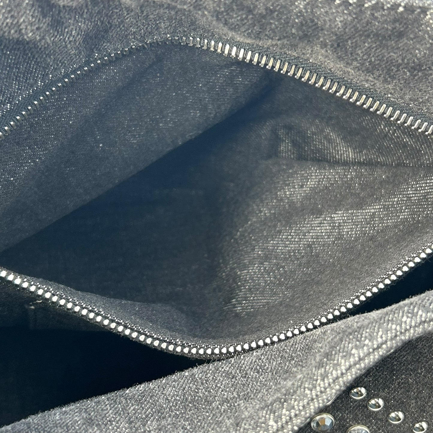 PRADA Canapa Rhinestone Handbag - Charcoal Grey 