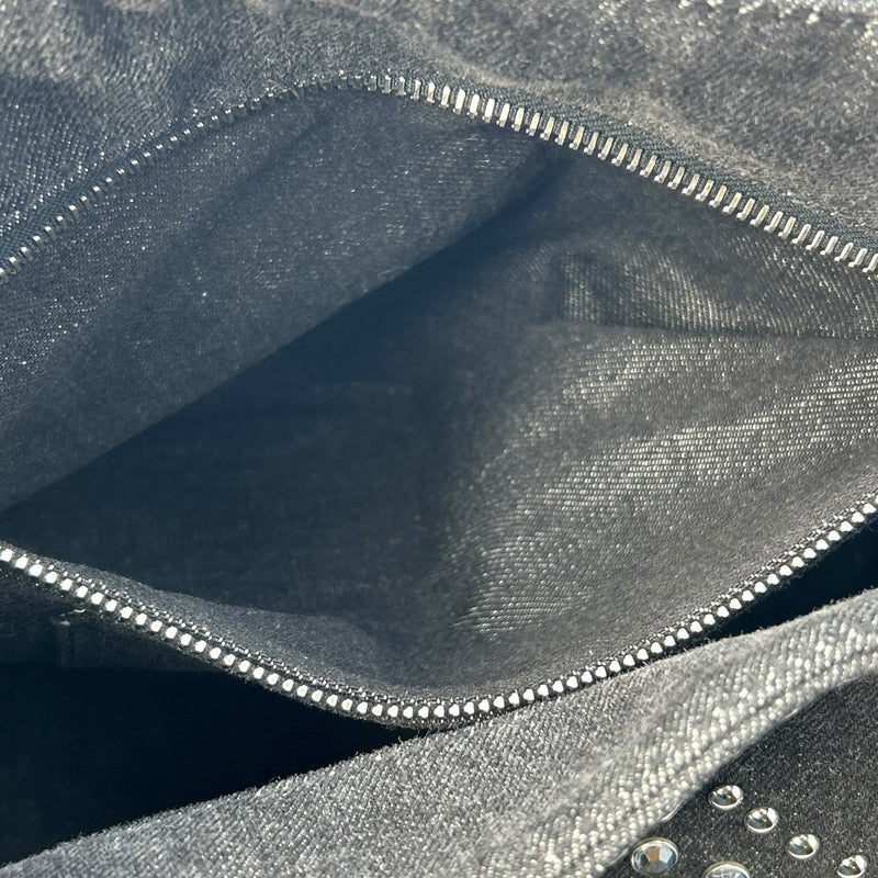 PRADA Canapa Rhinestone Handbag - Charcoal Grey 