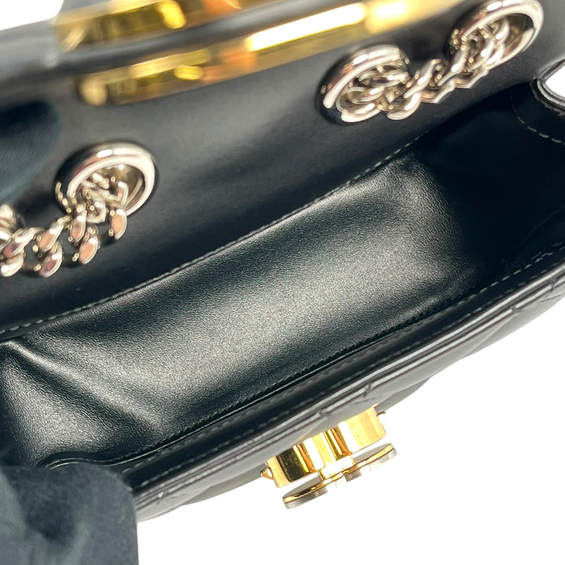 GUCCI Deco Leather Mini Chain Shoulder Bag - Black 