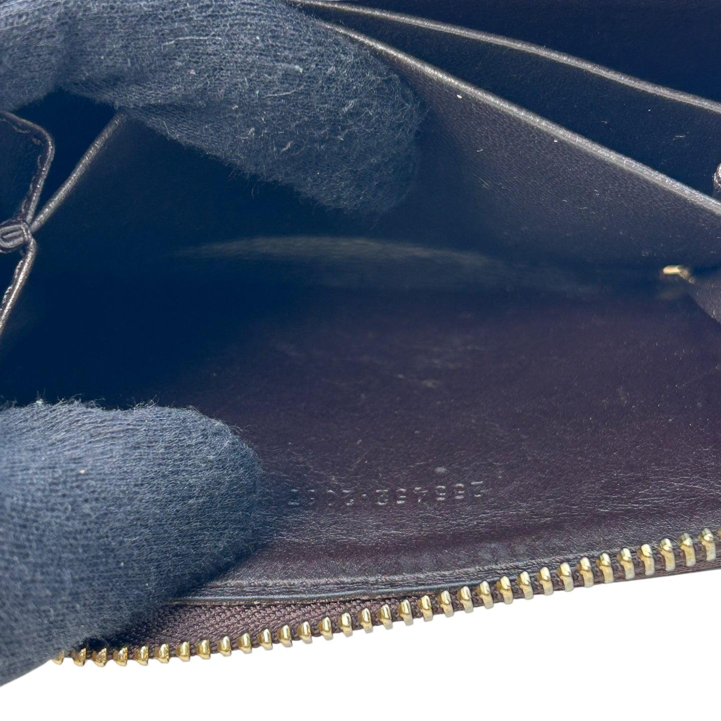 GUCCI Guccissima Card Case Compact Wallet - Dark Brown 