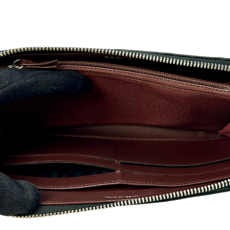 CHANEL Cambon Line Lambskin Long Wallet - Black 
