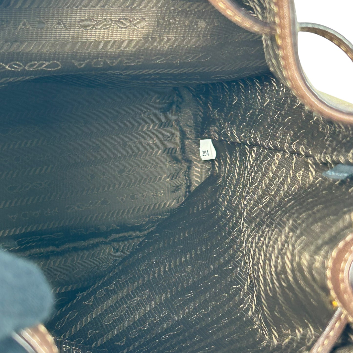 PRADA ロゴ ジャカード キャンバス ドローストリング ハンドバッグ バケットバッグ - ブラウン