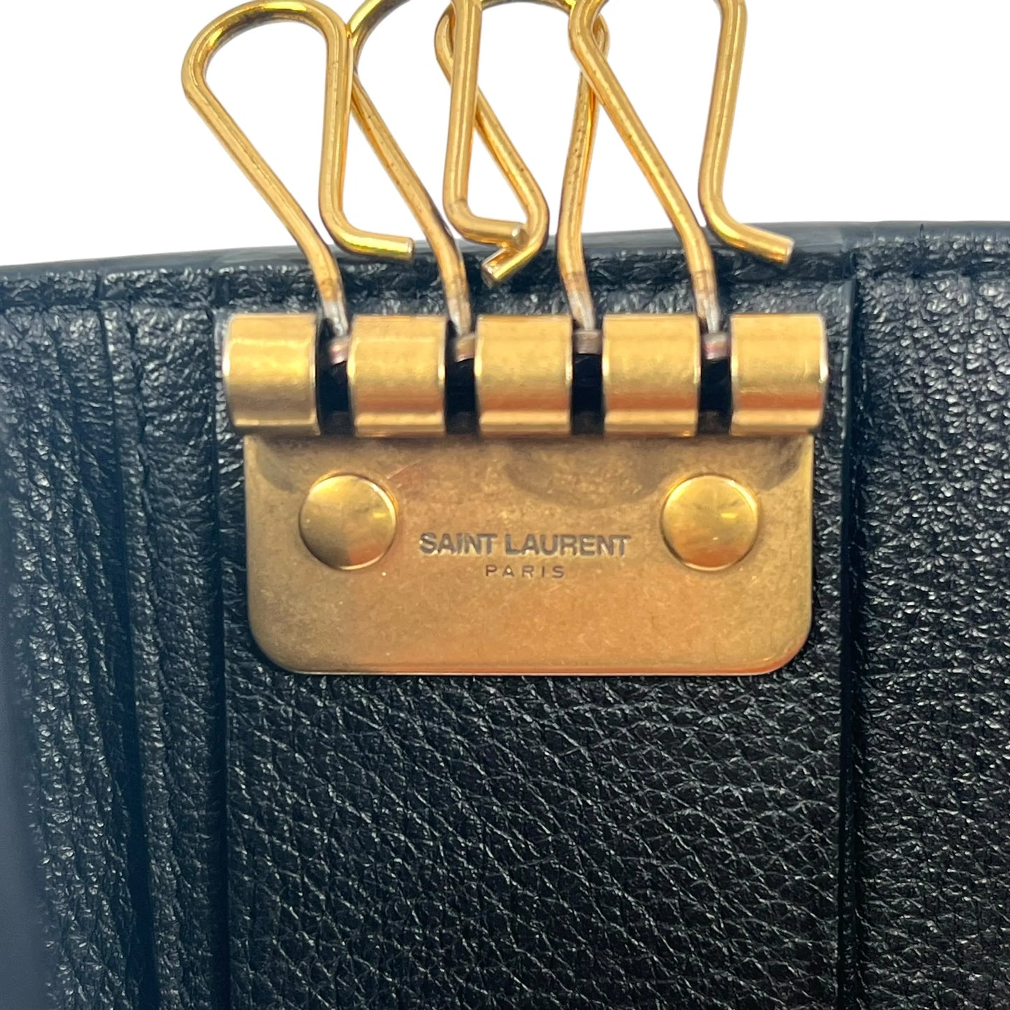 Saint Laurent Tiny Cassandra Logo Key Case - Black 