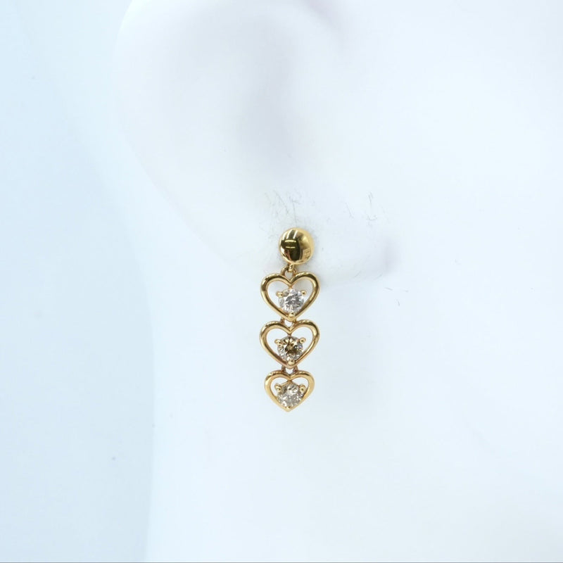 Triple Heart Diamond 1.000cts Earrings - 18KYG - 06683 