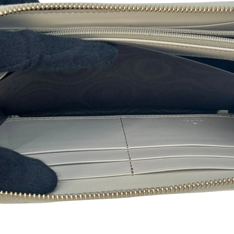 GUCCI Leather Round Zip Long Wallet - Beige 
