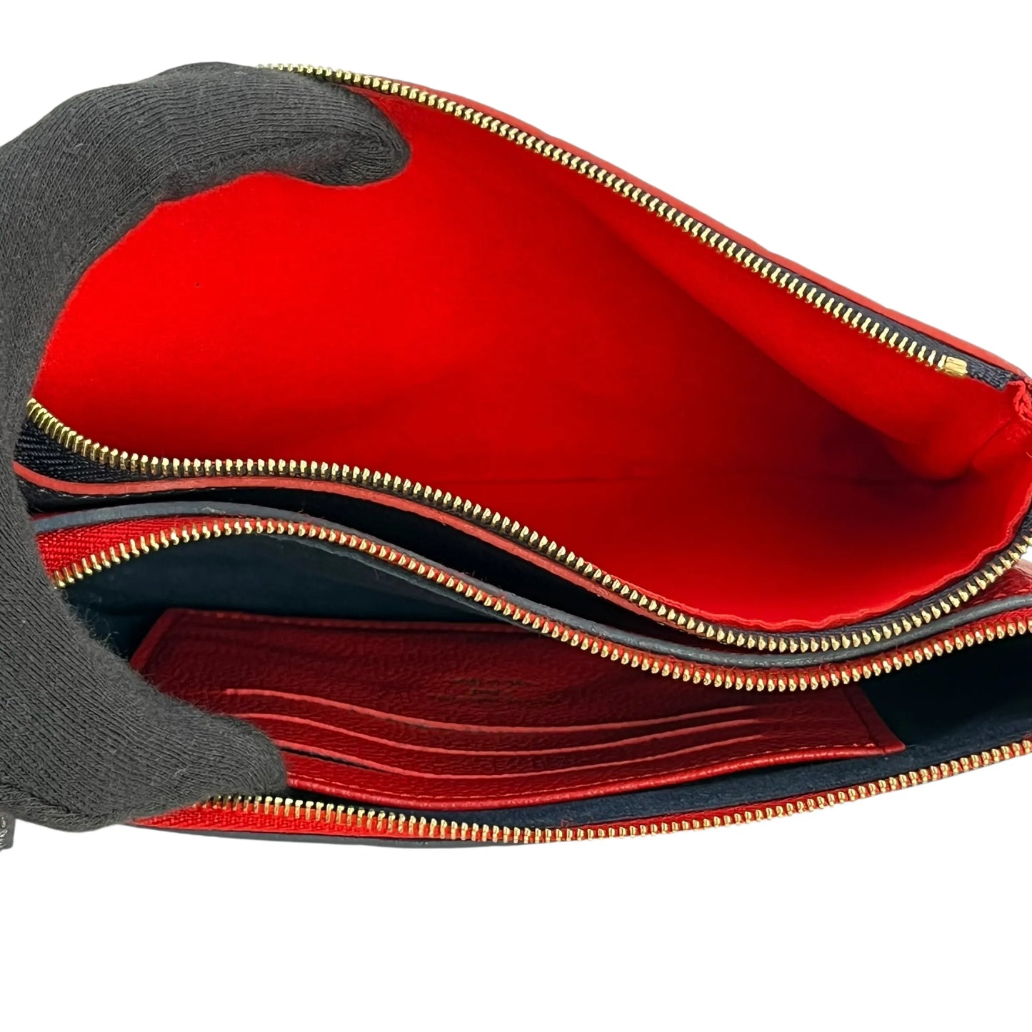 Louis Vuitton ポシェット ダブルジップ モノグラムアンプラント チェーンショルダーバッグ - ネイビー × レッド