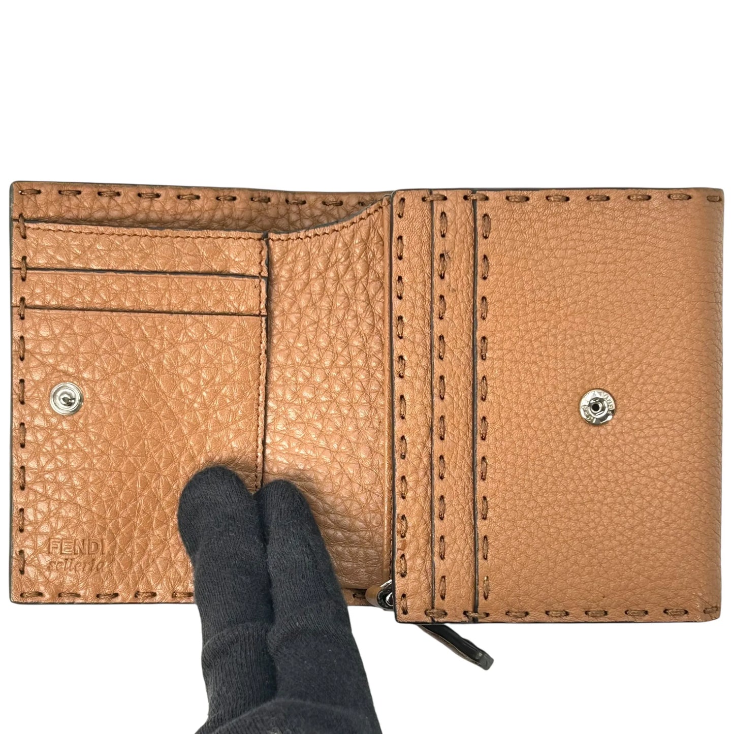 FENDI Selleria Compact Bifold Wallet - Brown 