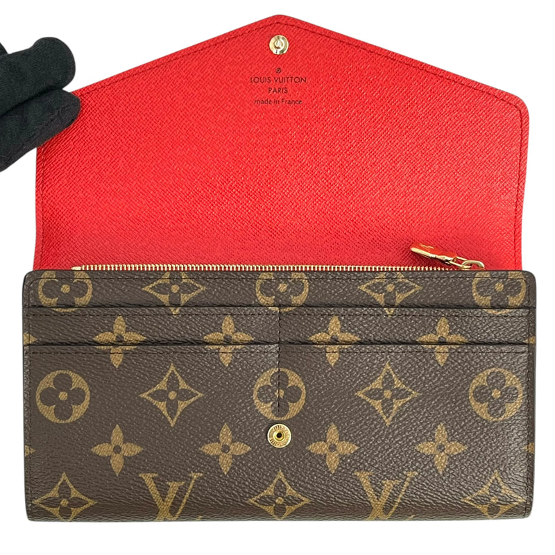 Louis Vuitton モノグラム キャンバス ポルトフォイユ サラ 長財布 ロングウォレット - ブラウン × レッド - 35056
