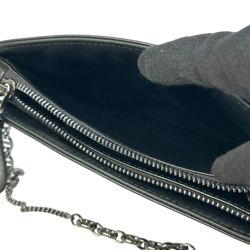 Dior Caro Chain Pouch Cannage Calfskin Chain Wallet Shoulder Bag - Black 