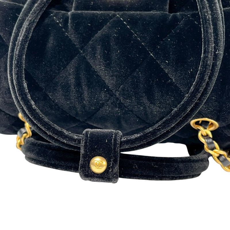 CHANEL Matelasse Boston Velvet Mini Shoulder Bag - Black 