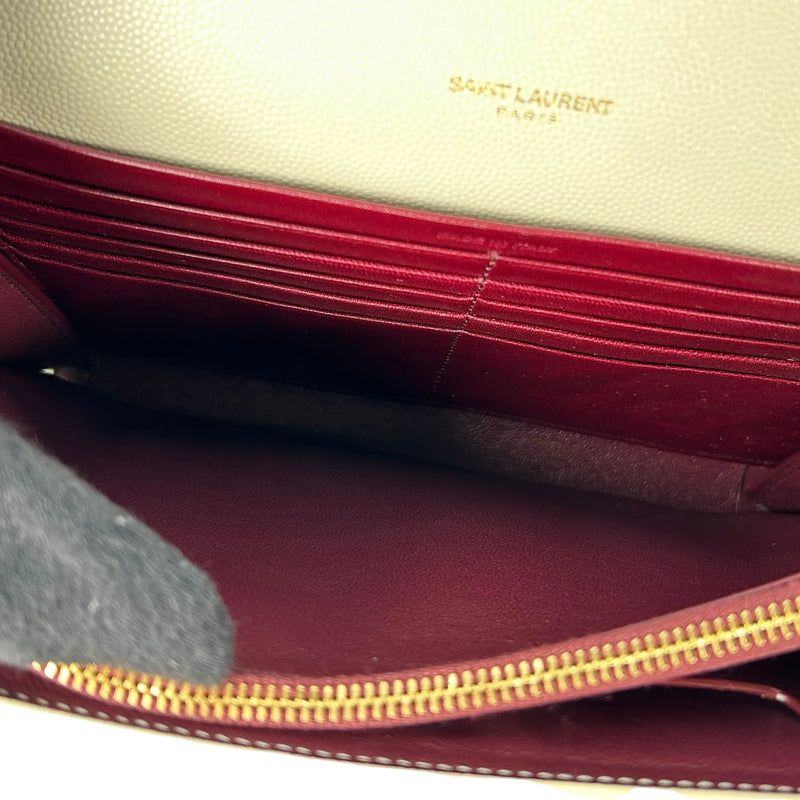 SAINT LAURENT Cassandra Leather Chain Shoulder Bag - White 