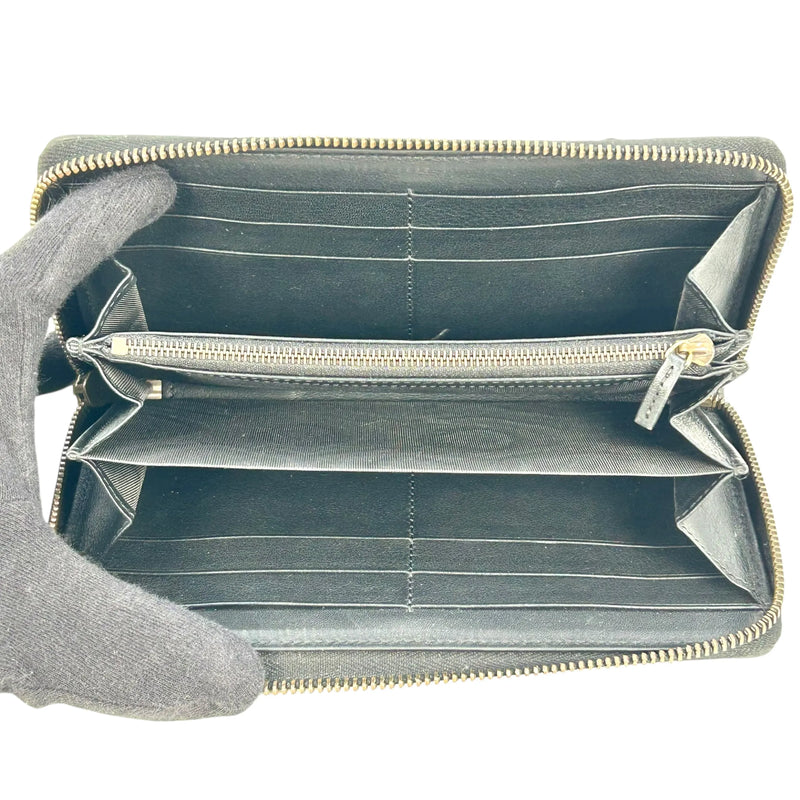 GUUCI Bamboo Round Zip Long Wallet - Beige x Brown 