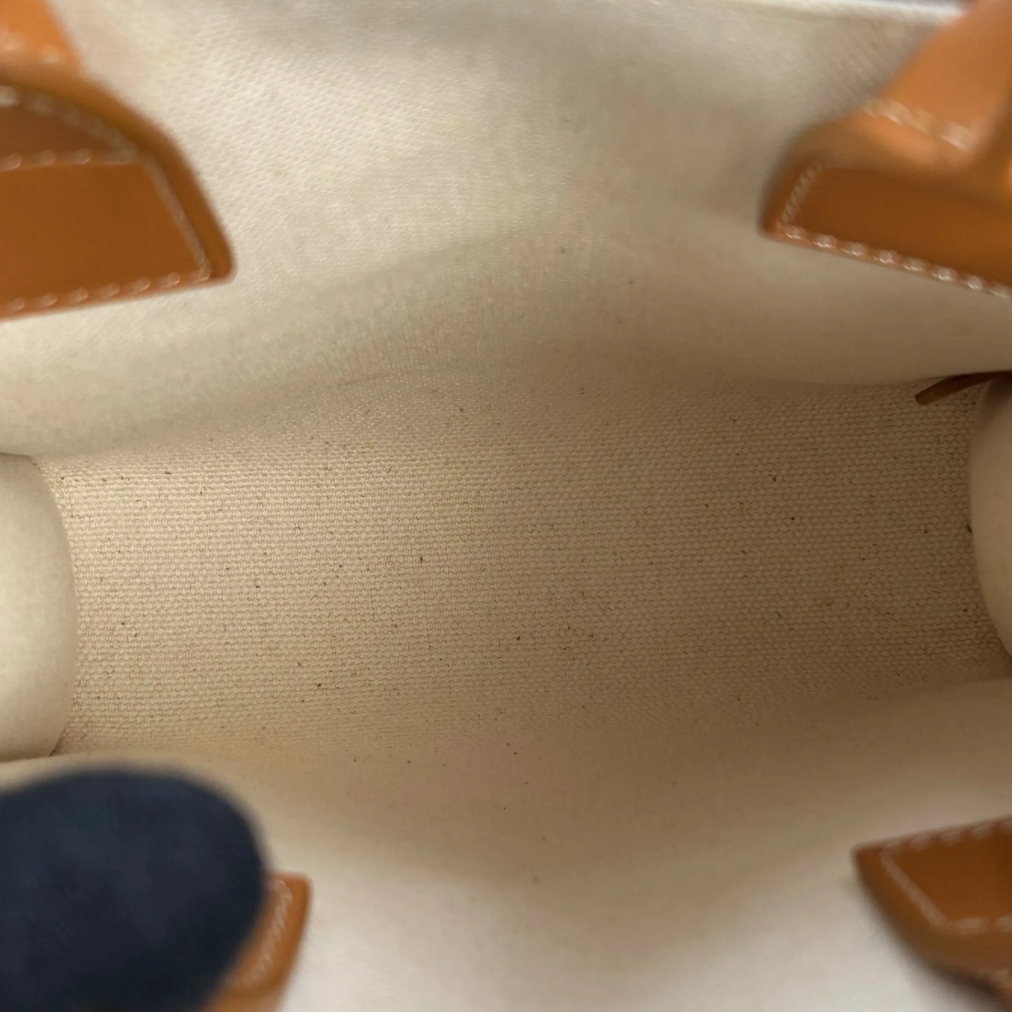 CELINE Mini Vertical Cabas Canvas Handbag/Shoulder Bag - White 