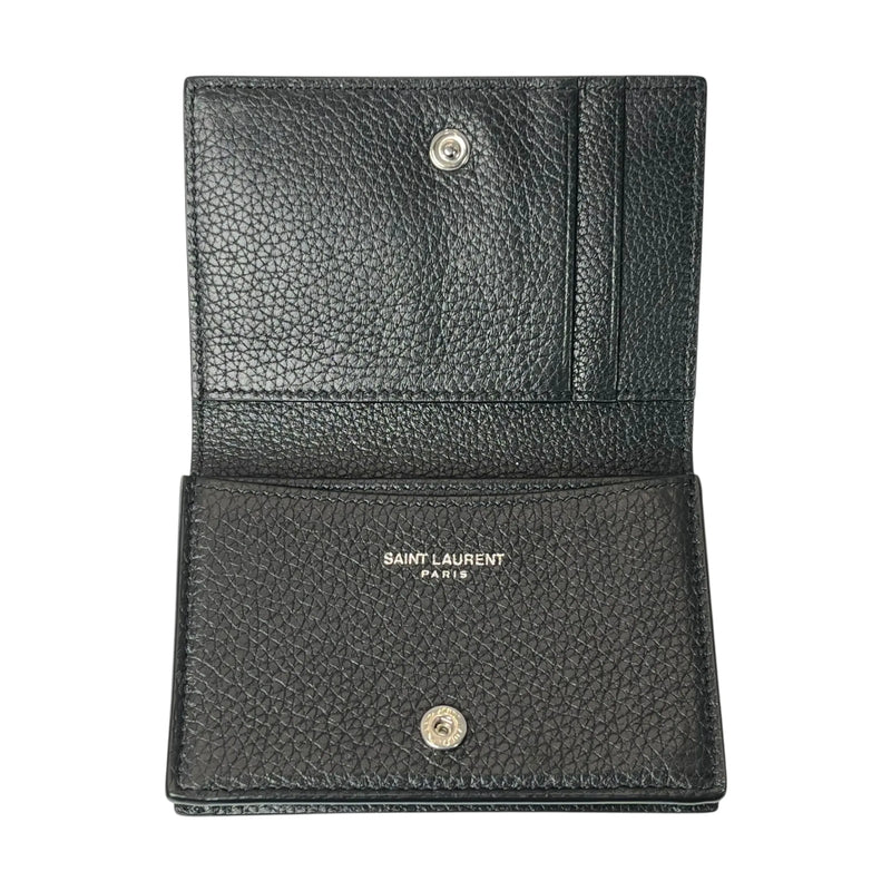 SAINT LAURENT Leather Card Case - Black 