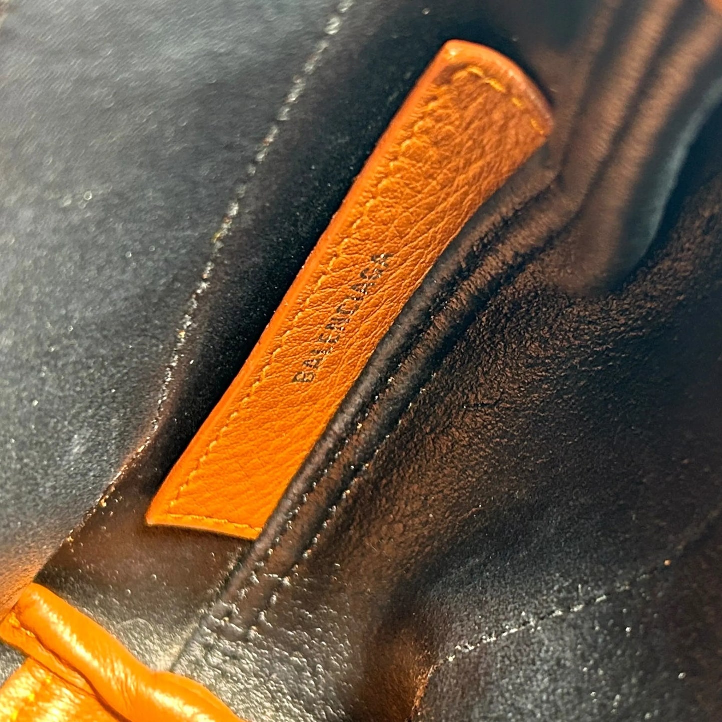 BALENCIAGA Navy Cabas Leather Handbag/Shoulder Bag - Brown 