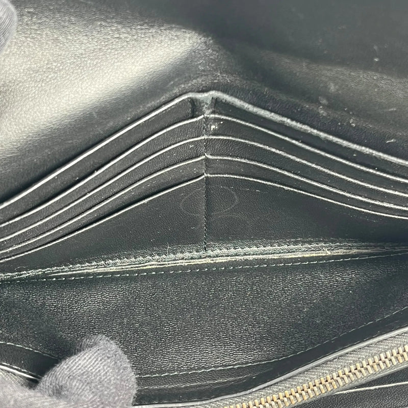 BOTTEGA VENETA イントレチャート レザー 長財布 ロングウォレット - ブラック