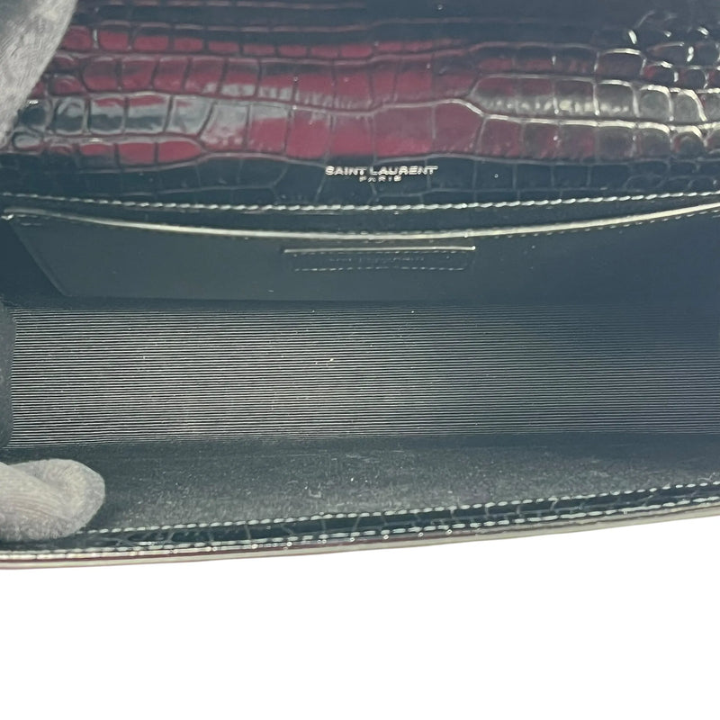 Saint Laurent ケイト タッセル ミディアム クロコダイルエンボスレザー チェーンショルダーバッグ - ブラック