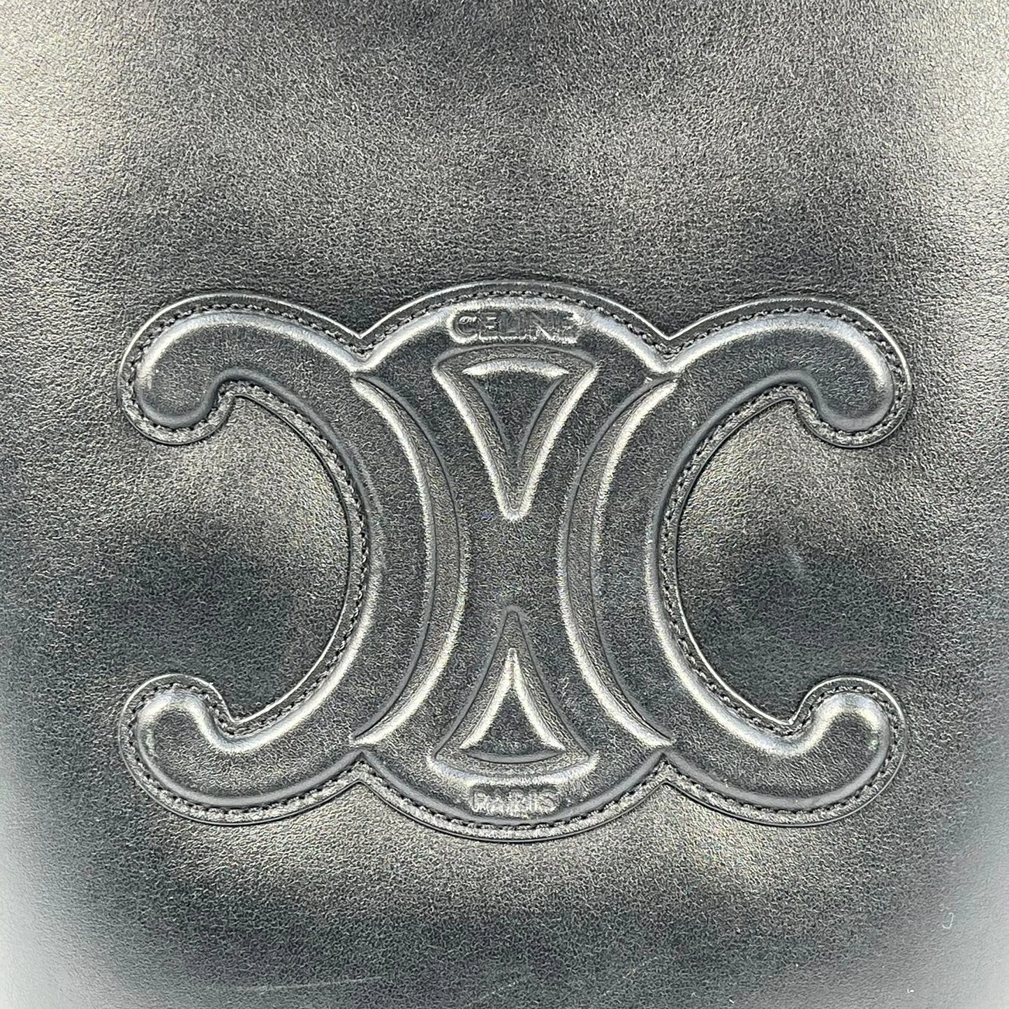 CELINE Small Bucket Cuir Triomphe Calfskin Shoulder Bag - Black 