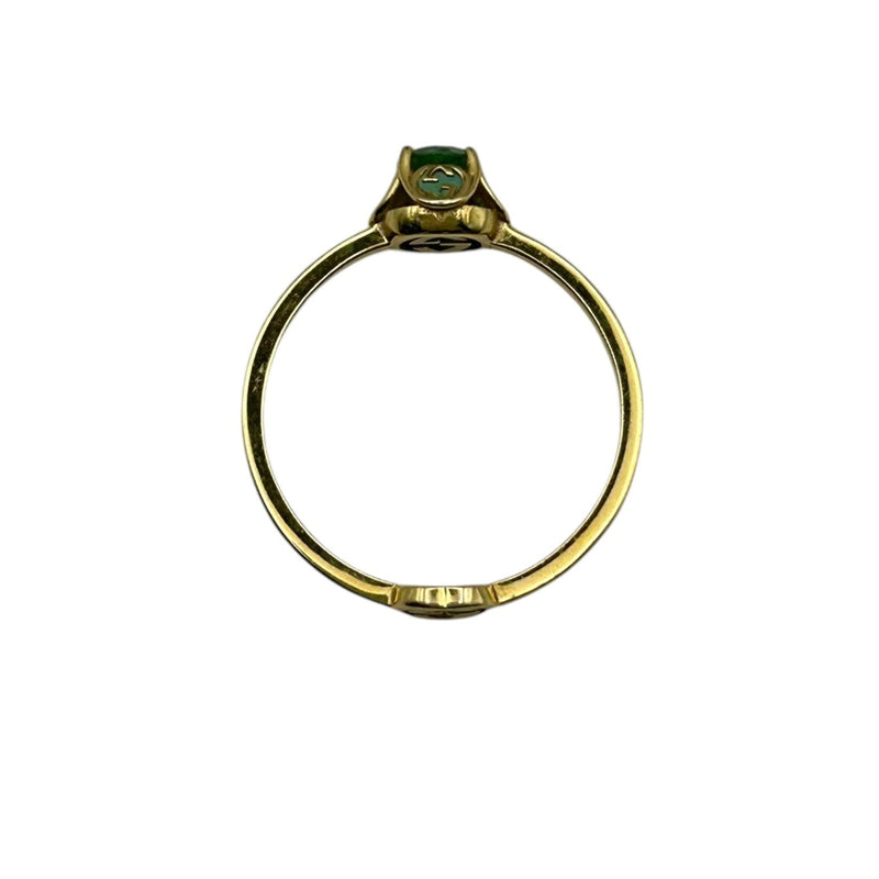 GUCCI Interlocking G Tourmaline Ring Jewelry - 18KYG 