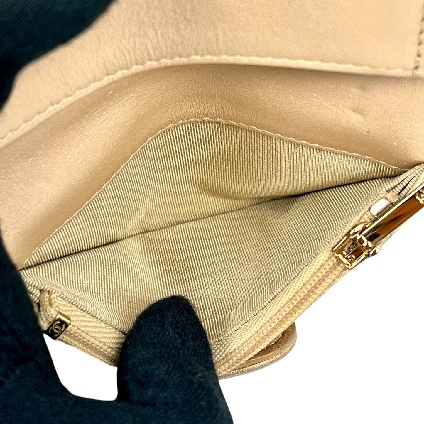 CHANEL Matelasse Metallic Bifold Compact Wallet - Gold 