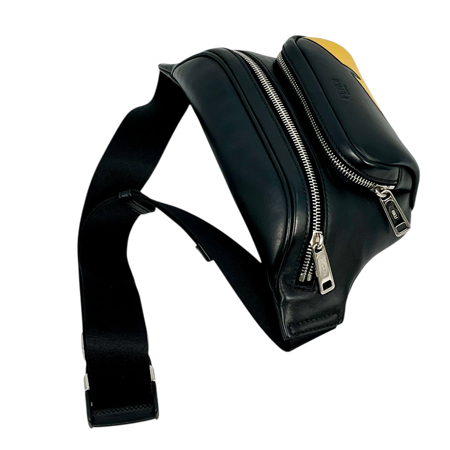 FENDI Monster Leather Body Bag - Black and Yellow 