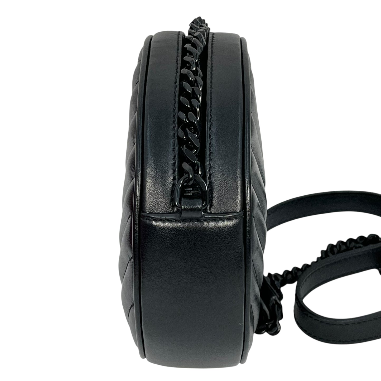 Saint Laurent Vinyl Mini Chain Shoulder Bag - Black 