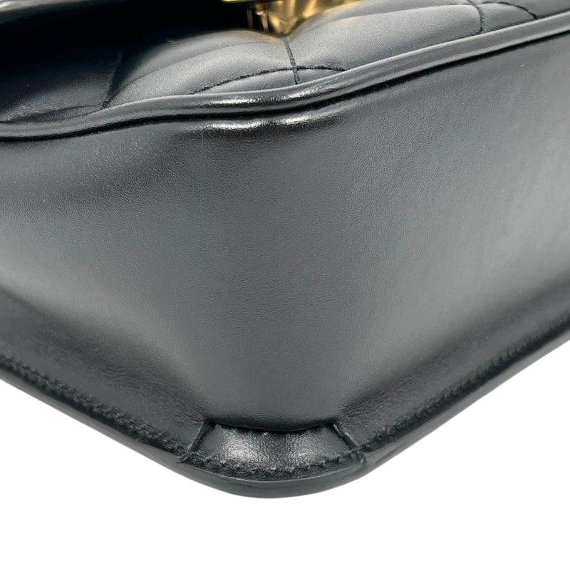 GUCCI Deco Leather Mini Chain Shoulder Bag - Black 