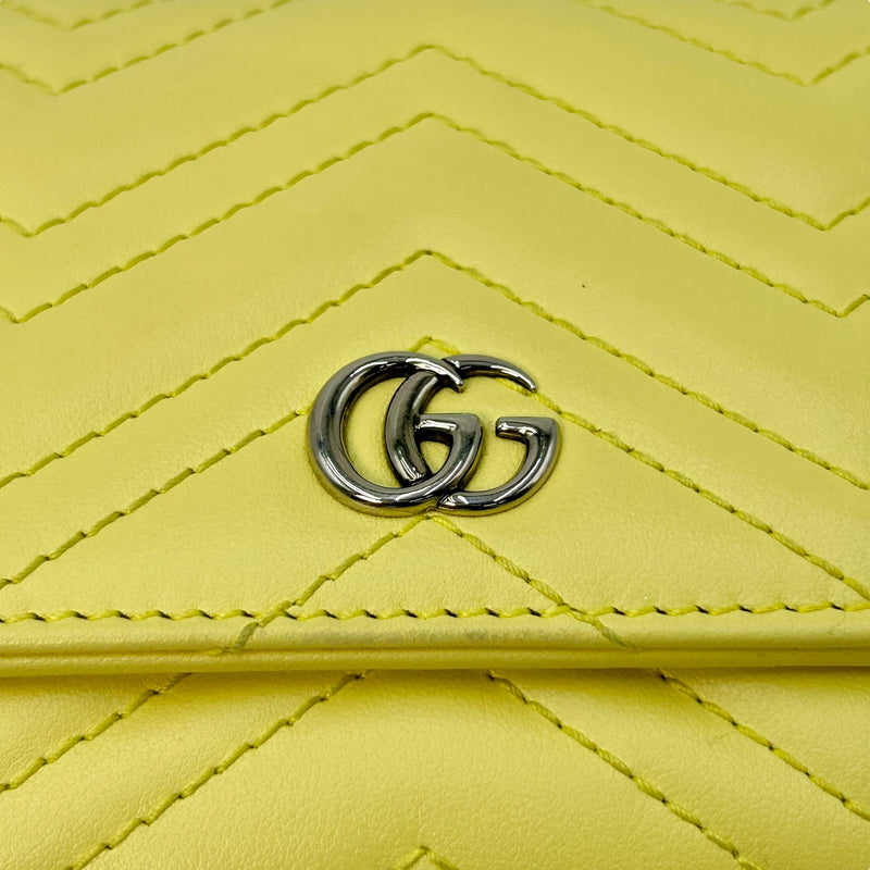 GUCCI GG Marmont Leather Bi-fold Compact Wallet - Yellow 