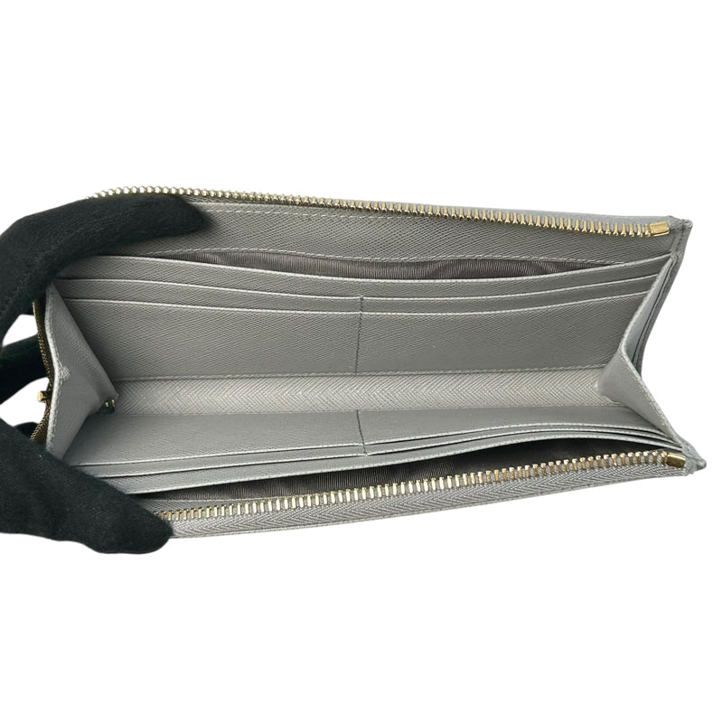 PRADA Saffiano Leather Long Wallet - Grey 