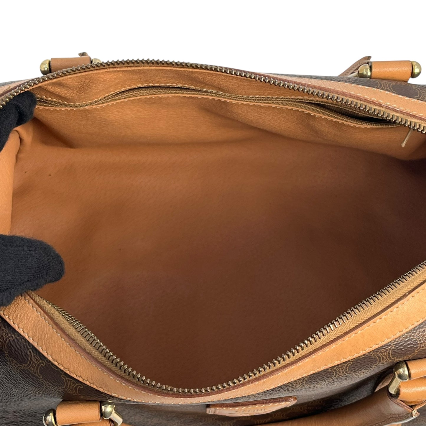 CELINE Macadam Boston Canvas Handbag - Brown 