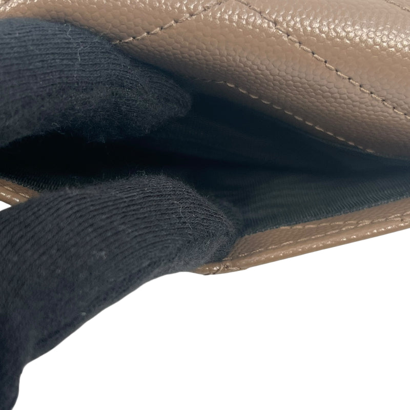 Saint Laurent Cassandra Matelasse Card Case Tri-fold Compact Wallet - Beige 