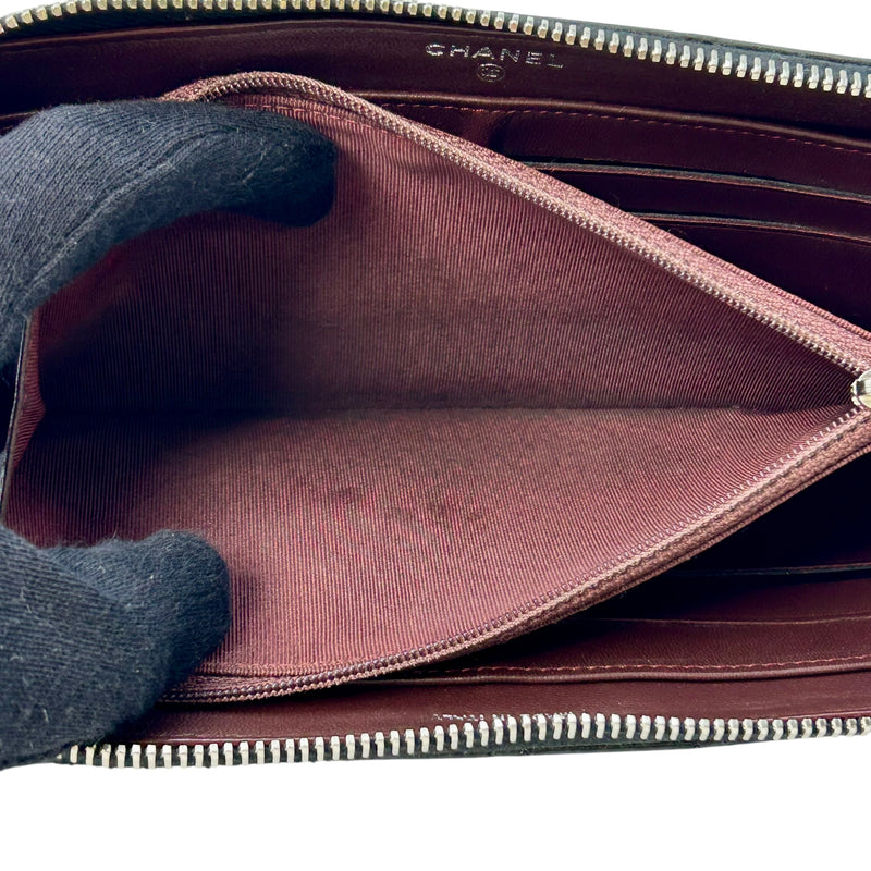 CHANEL Cambon Line Lambskin Long Wallet - Black 