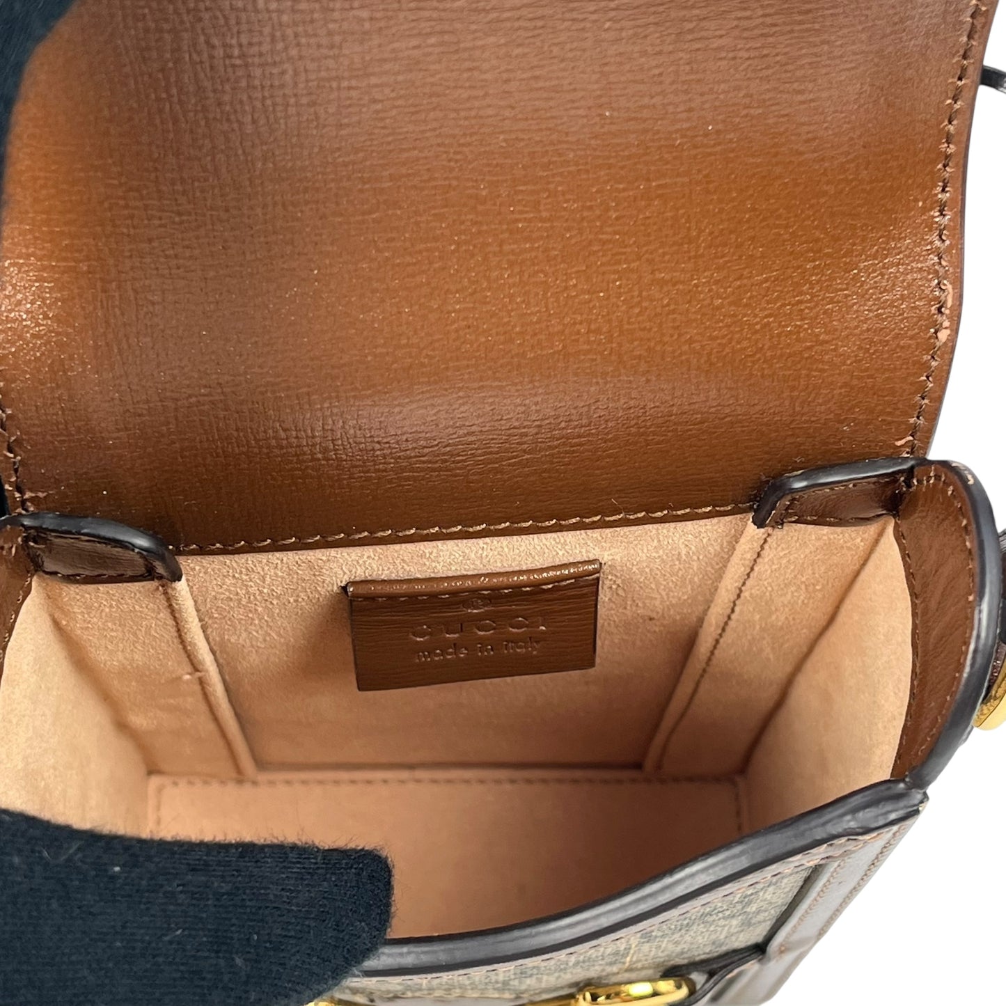 GUCCI GG スプリーム ホースビット 1955 ミニ ショルダーバッグ - ベージュ × ブラウン