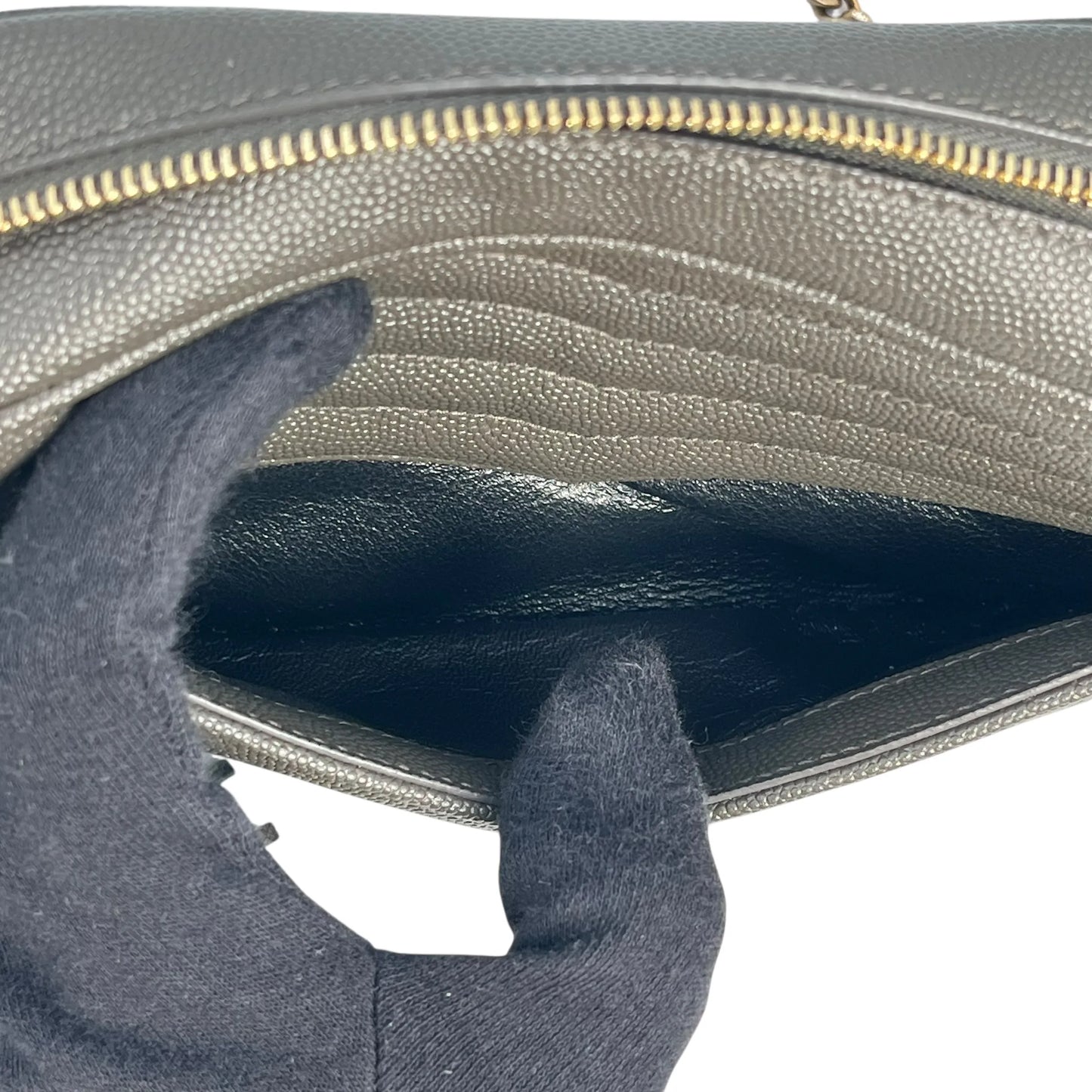 Saint Laurent Lou Mini Shoulder Bag with Chain Wallet - Dark Grey 