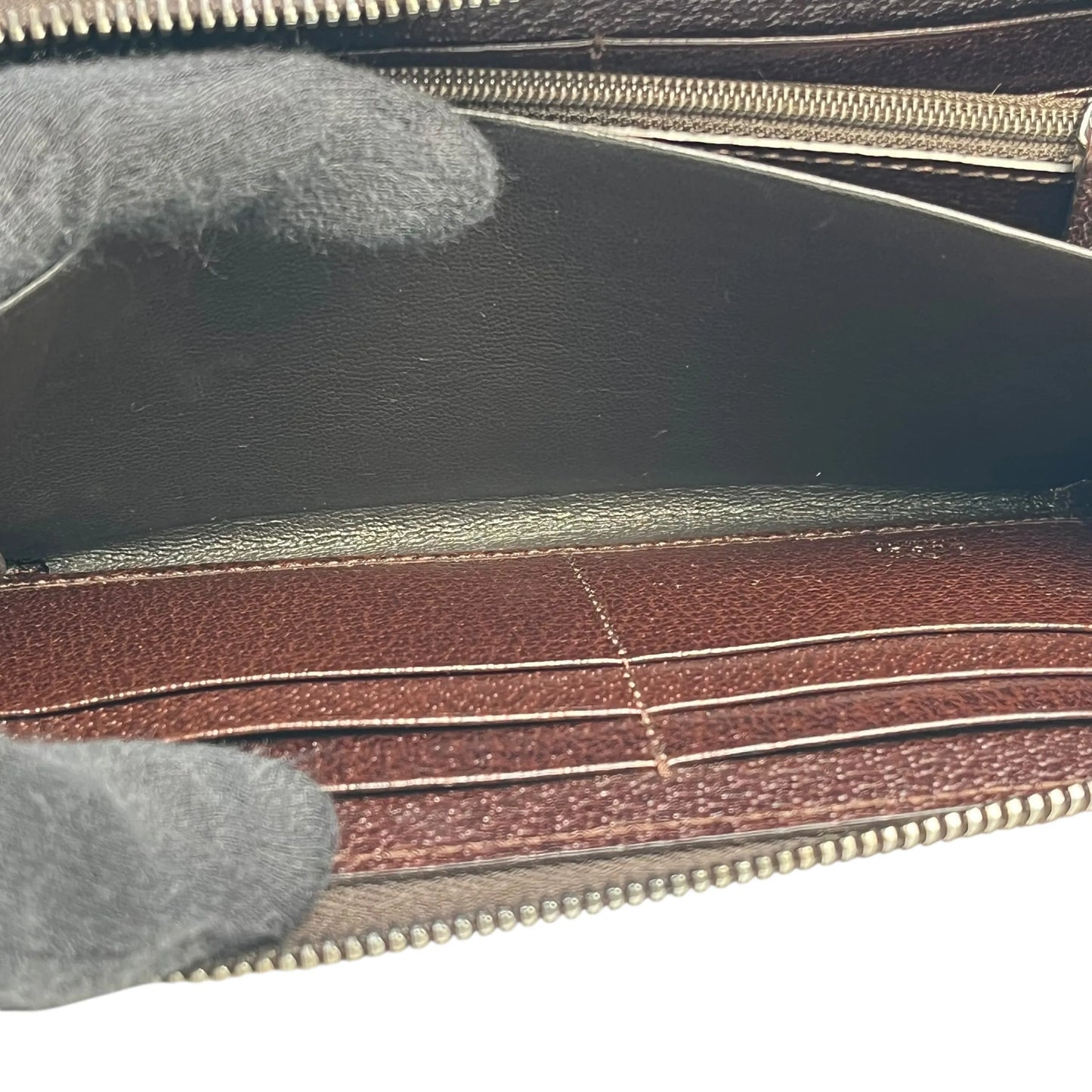 GUCCI キャンバス グッチシマ ラウンドジップ ロングウォレット - ブラウン