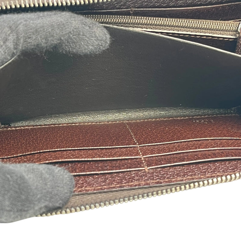 GUCCI キャンバス グッチシマ ラウンドジップ ロングウォレット - ブラウン