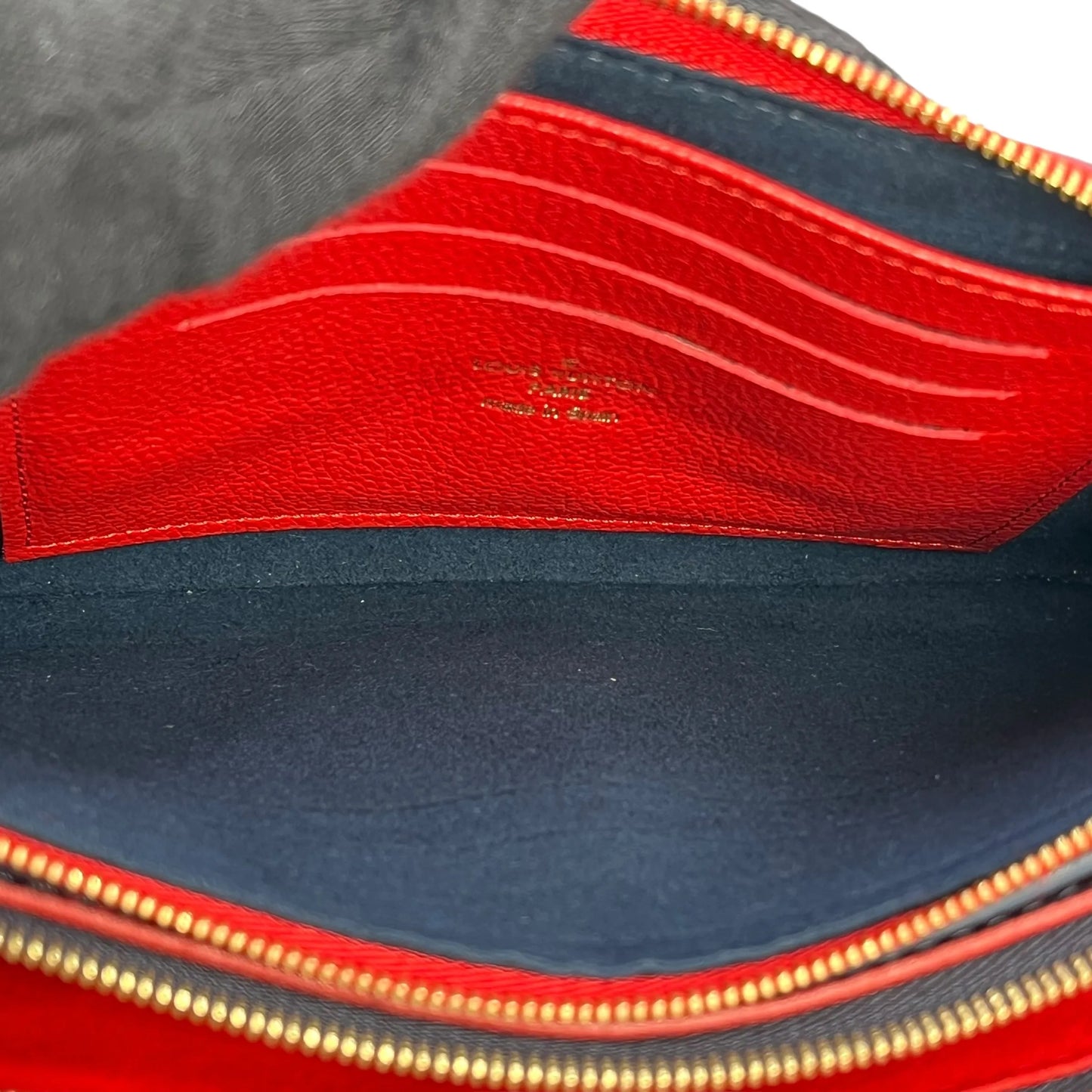 Louis Vuitton ポシェット ダブルジップ モノグラムアンプラント チェーンショルダーバッグ - ネイビー × レッド