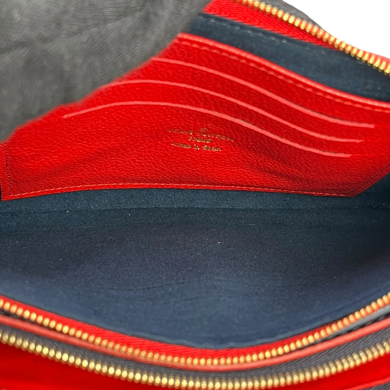 Louis Vuitton ポシェット ダブルジップ モノグラムアンプラント チェーンショルダーバッグ - ネイビー × レッド