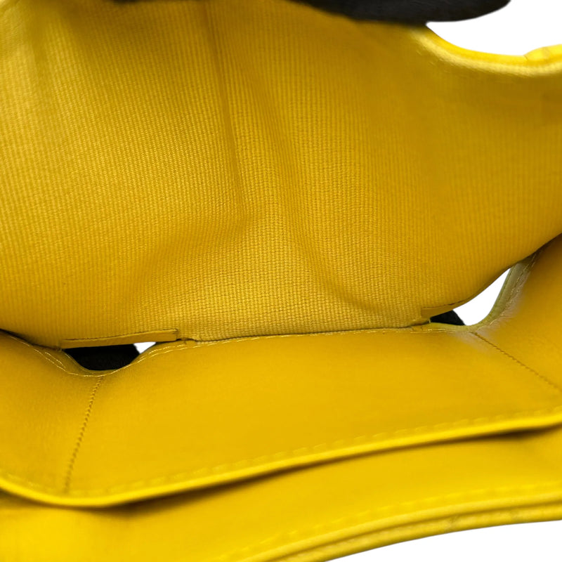 CHANEL Caviar Leather Matelasse Tri-Fold Compact Wallet - Yellow 