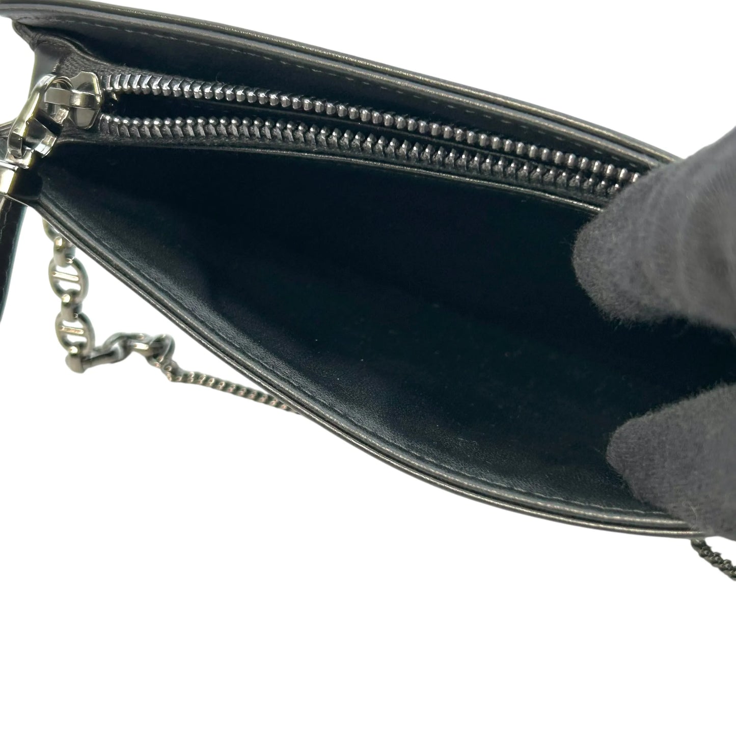 Dior Caro Chain Pouch Cannage Calfskin Chain Wallet Shoulder Bag - Black 