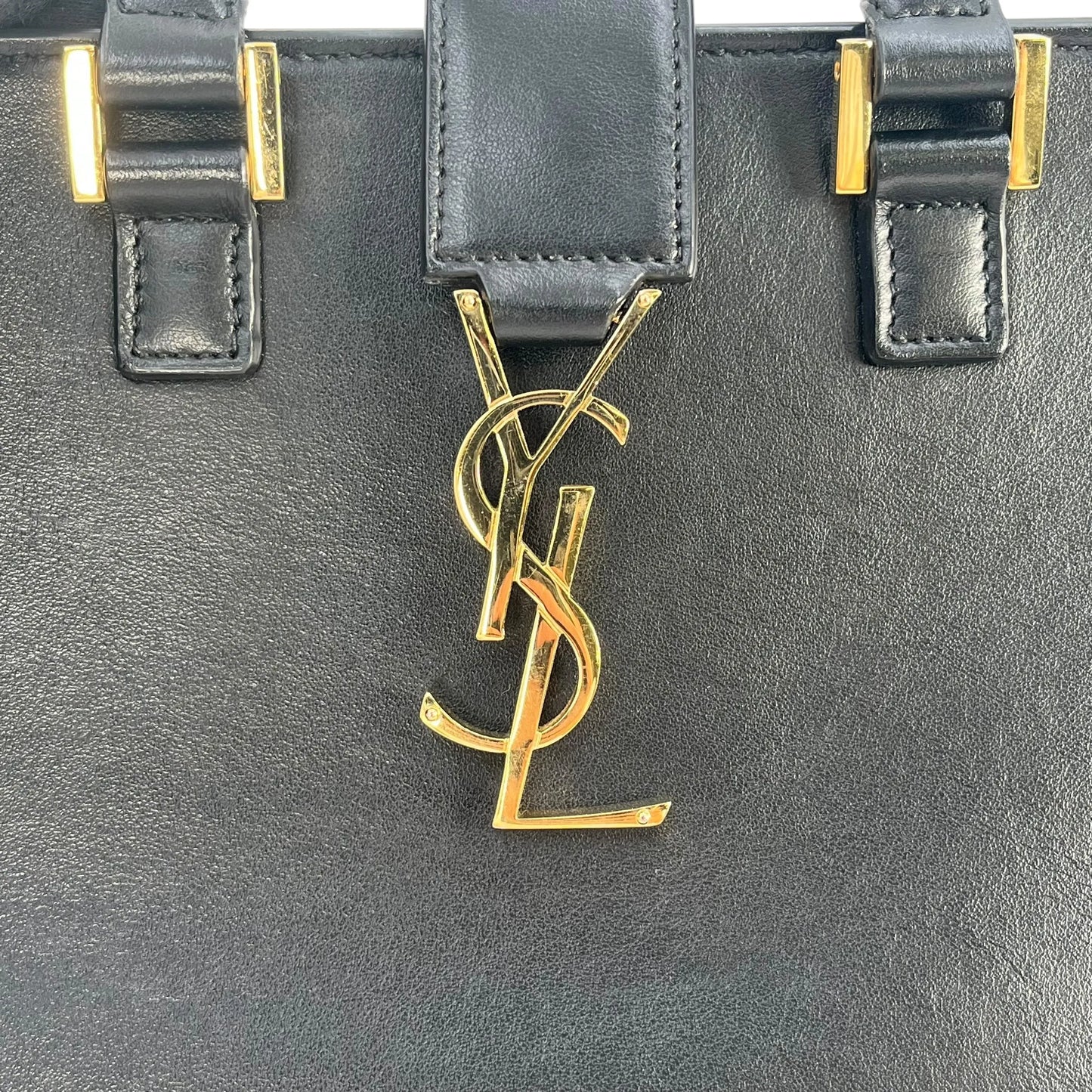 SAINT LAURENT ベイビーカバス レザー ハンドバッグ ショルダーバッグ - ブラック