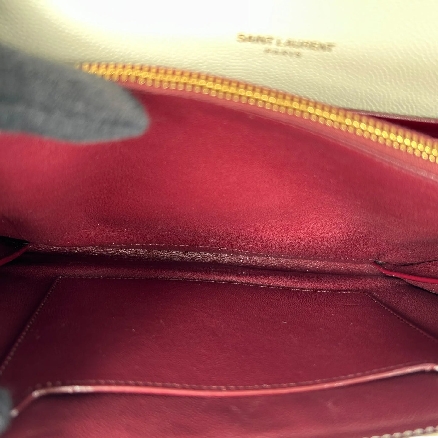 SAINT LAURENT Cassandra Leather Chain Shoulder Bag - White 