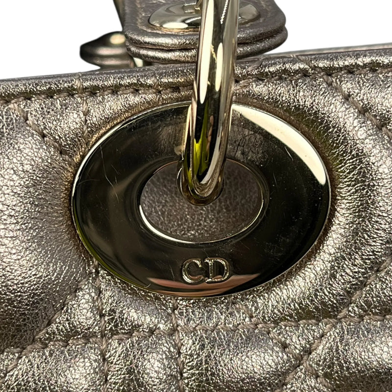 Christian Dior Lady Dior Cannage Calfskin Handbag/Shoulder Bag - Gold