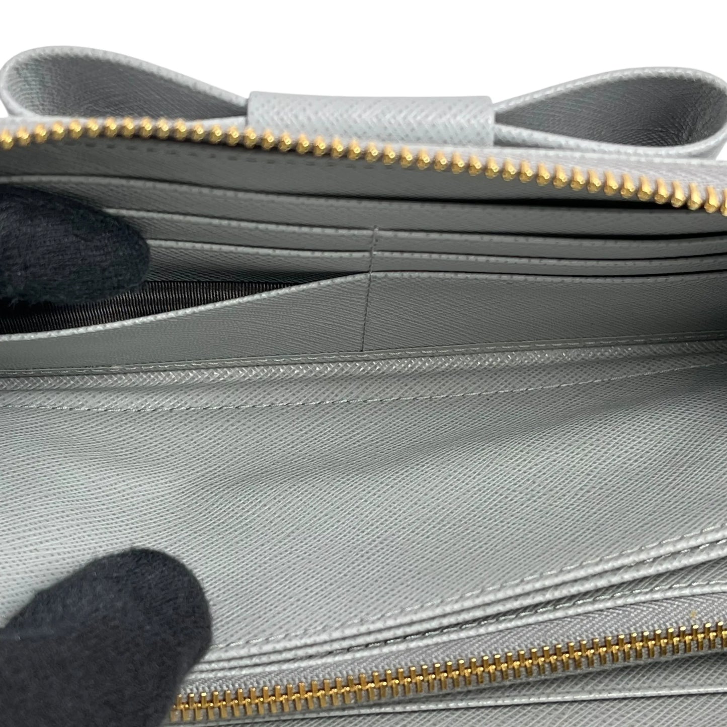 PRADA サフィアーノ リボンモチーフ 長財布 ロングウォレット - グレー