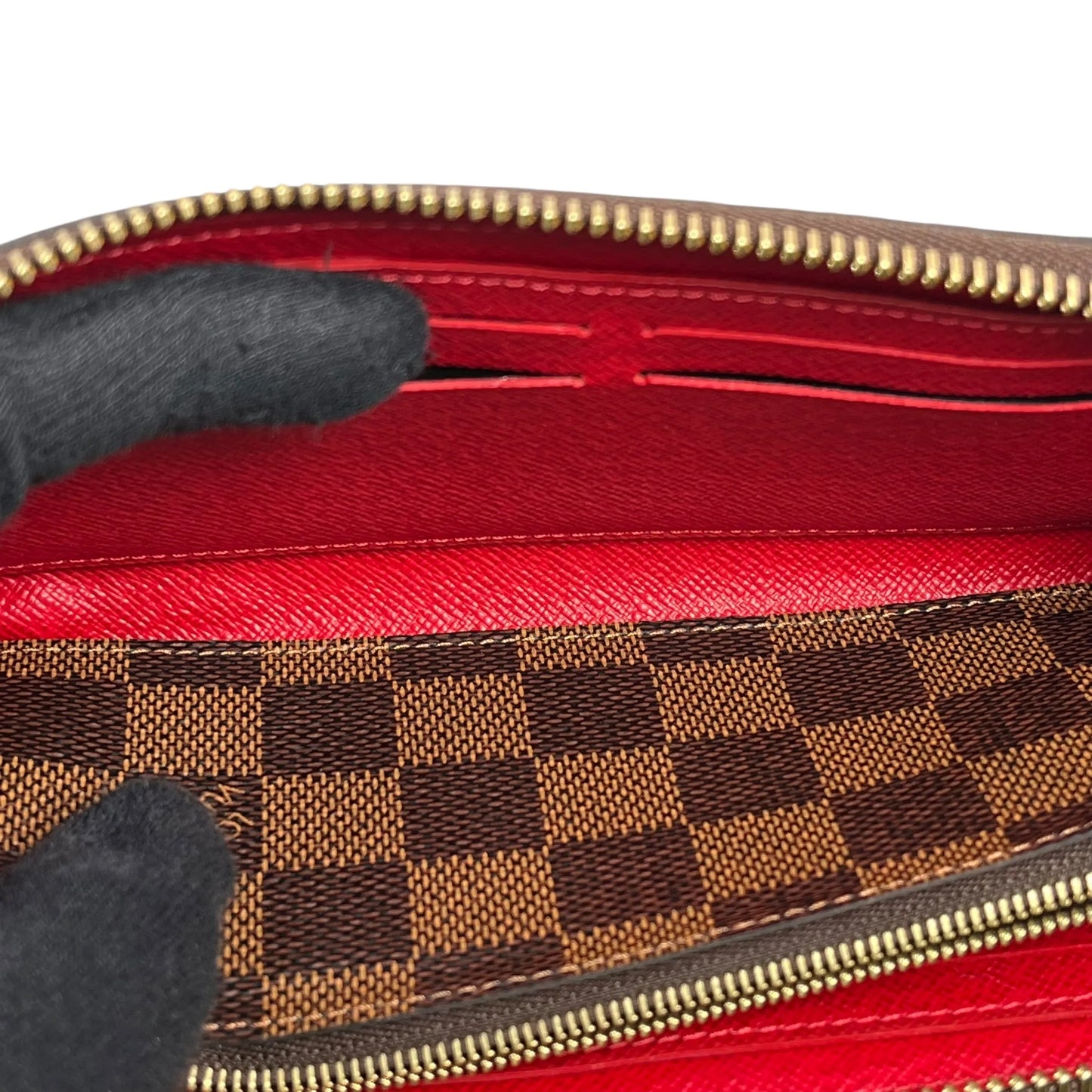 Louis Vuitton Damier Ebene Round Zip Long Wallet - Brown 