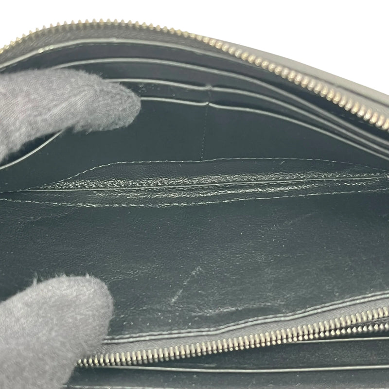 BOTTEGA VENETA Intrecciato Round Zip Leather Long Wallet - Black 