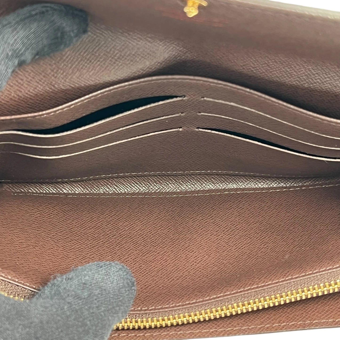 Louis Vuitton Sarah Damier Ebene Portefeuille Long Wallet - Brown 