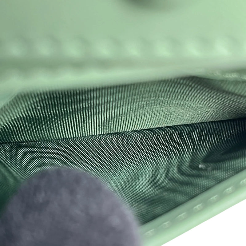 PRADA Saffiano Leather Tri-fold Compact Wallet - Green 